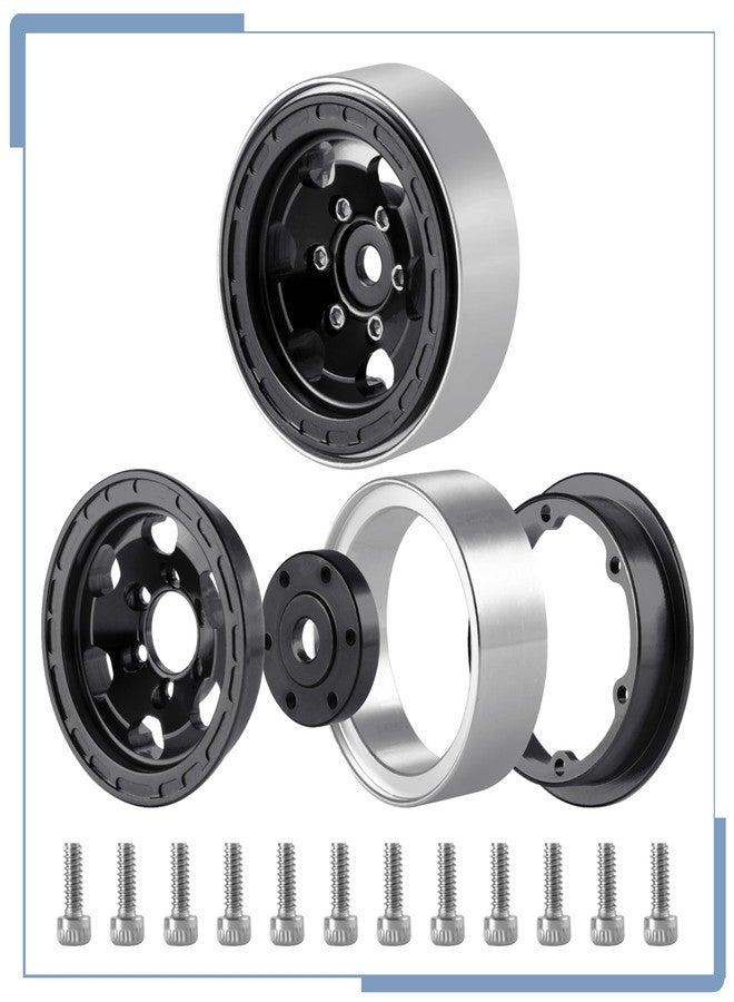 عجلات زوليكار المصنوعة من سبائك الألومنيوم 1.0 Beadlock، 4 قطع، مناسبة لسيارات التحكم عن بعد SCX24 وTRX4M بمقياس 1/24 و1/18، لون أسود - Image 3